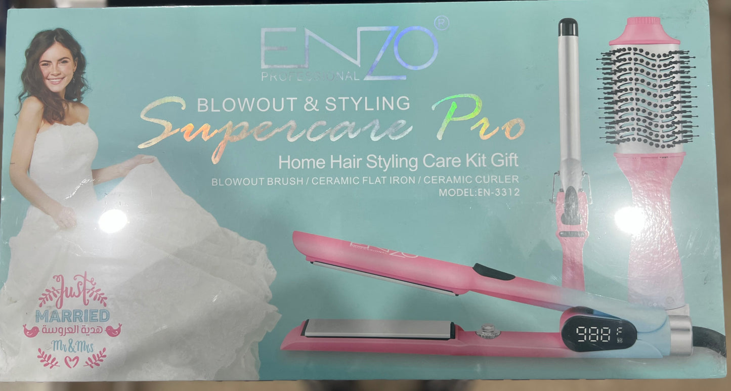 Pack Enzo 3en1 Brosse séchoir + Lisseur + Boucleur